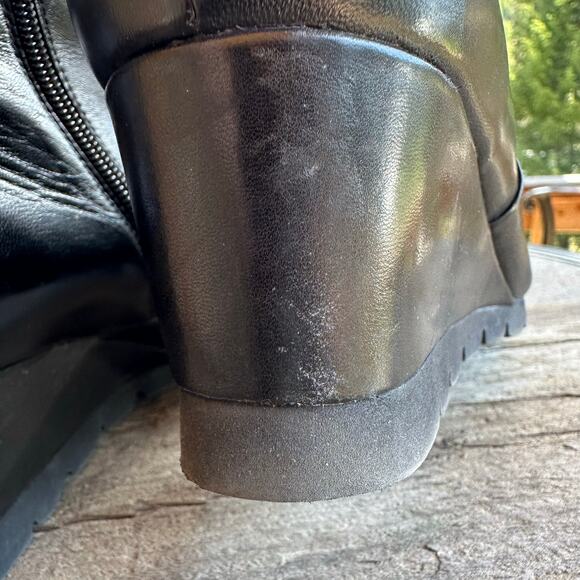 Spring Step RAVEL Black Leather Wedge Ankle Boots SZ 38 SOFT Lined Comfort Shoe - Picture 11 of 12